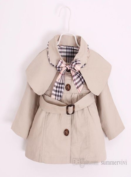 

designer baby girls shawl trench coat kids plaid bows tie lapel long sleeve outwear children single breasted belt princess clothin9401265, Camo