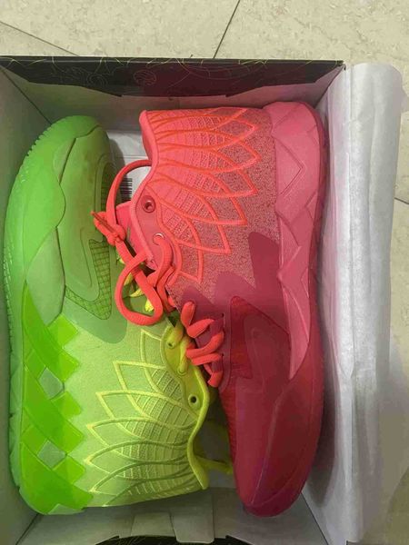 

lamelo ball mb01 rick morty men basketball shoes queen city black red grey kids for sale store outlet us7.5-us12