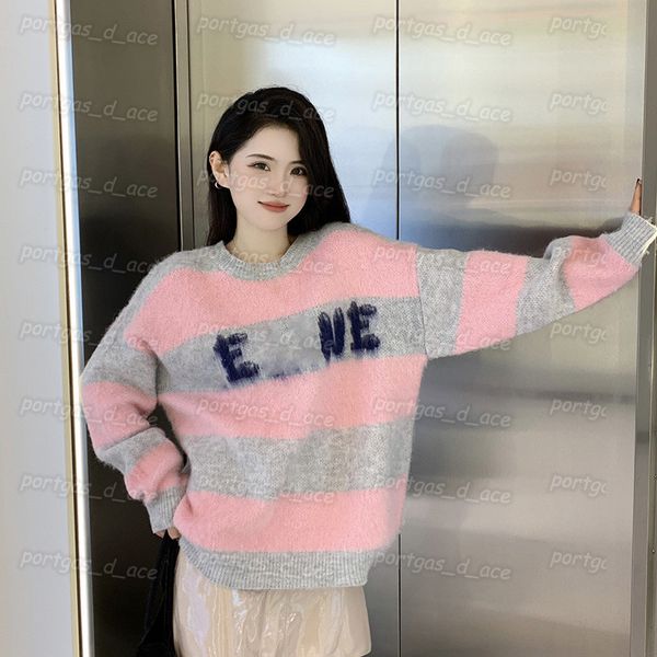 

letters knit womens sweater fashion striped long sleeve jumper autumn spring knitted sweaters