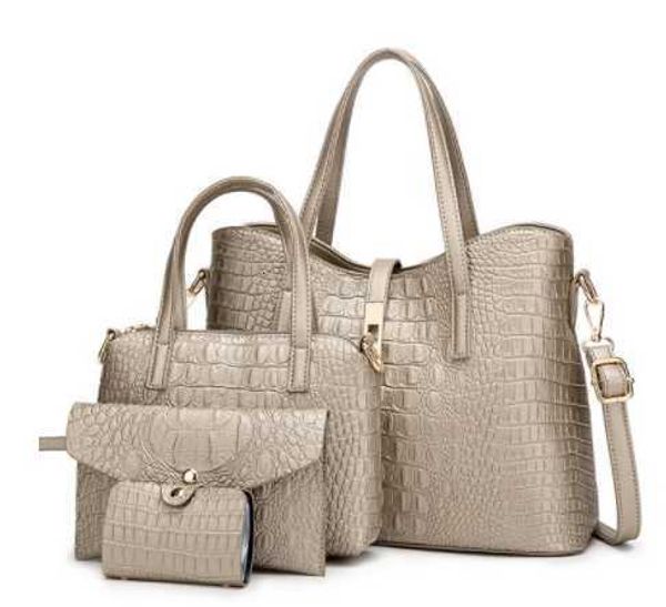 

designer bag brand woman bags crocodile printed pu leather plain handbag set of 4 lady fashion large capcity useful crossbody bag