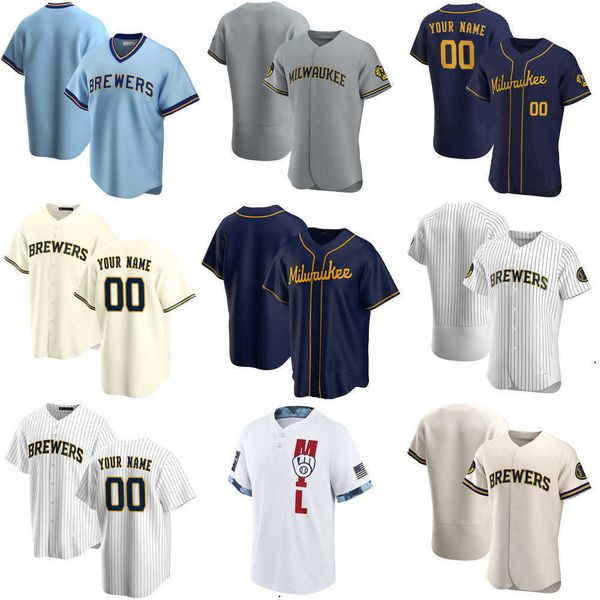 

2023 custom jersey milwaukee''brewers''mens women youth 22 christian yelich 8 ryan braun 39 corbin burnes 6 lorenzo cain, Blue;black