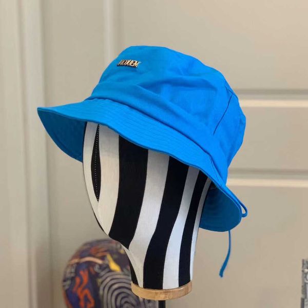 

designer jacquem bucket hat caps for woman man le bob gadjo solid color hats metal letter wide brim hat, Blue;gray