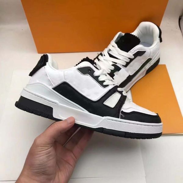 

brand casual shoes designer design sneakers classic leather with sizes 35-45 for men and women, Black