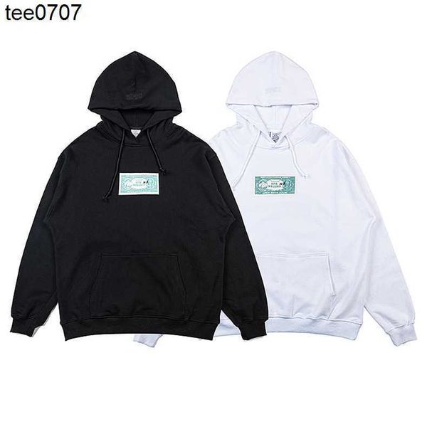 

american fashion designer vetempents fashion high street autumn new print loose hooded sweater for men and women size xl, Black