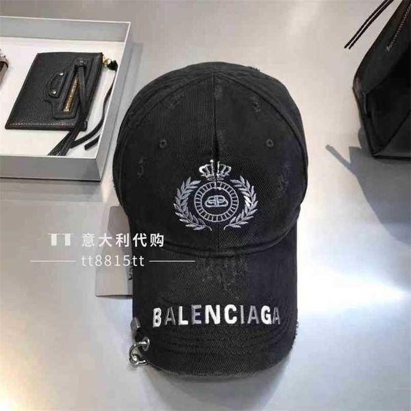 

tt letter cola balencaigcaps balencaigcaps's new balencaigcaps buys embroidered baseball cap men's and women's used hat lilft, Blue;gray