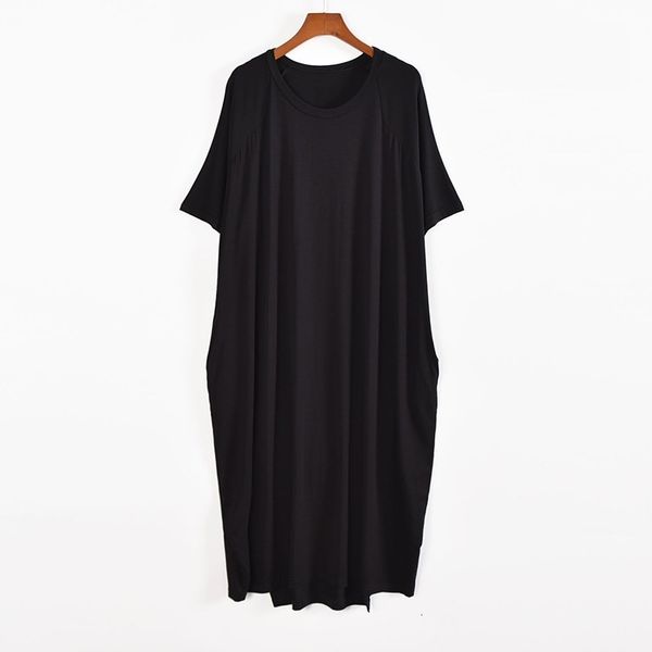 

plus size dresses plus size 8xl 150kg women summer modal long dress o neck short sleeve soft comfortable dresses ladies casual large home dr, Black