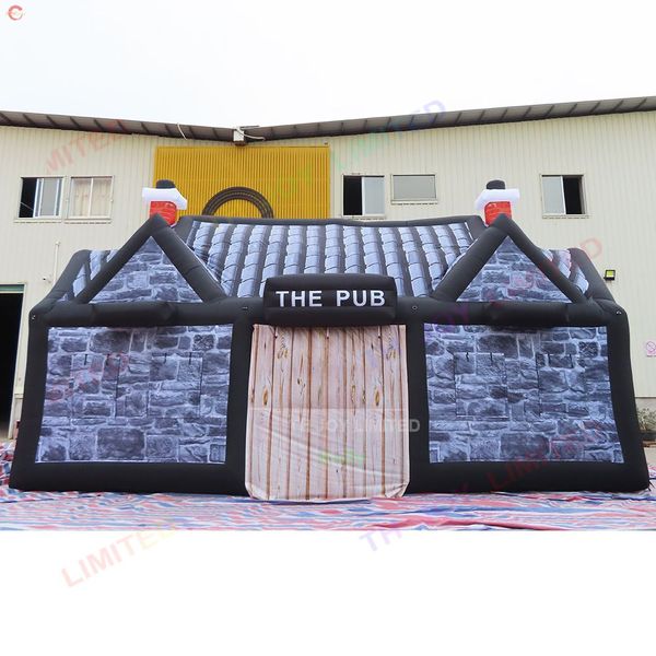 

ship outdoor activities 8x5m 10x5m traditional english local inflatable bar pub full printing irish pub tent for party