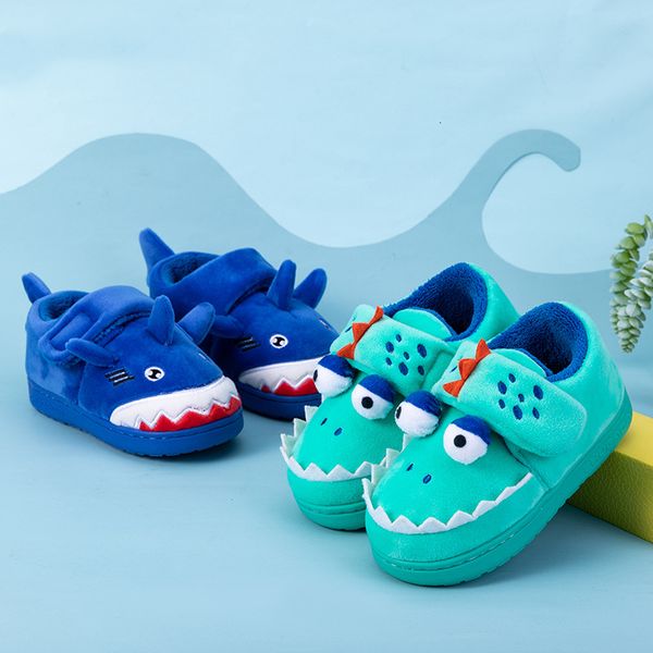 

slipper boys autumn winter  girls cute cartoon dinosaur home shoes children warm fur kids unicorn  221121, Black;grey