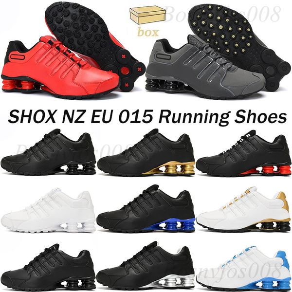 

015 shox nz eu with men running box shoes mens black and white gold royal blue silver carbon grey trainers sports sneakers runners wholesale
