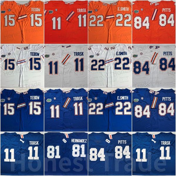 

american college football wear ncaa florida gators tebow 15 college football jersey 22 emmitt smith 84 kyle pitts 11 kyle trask mens jerseys, Black