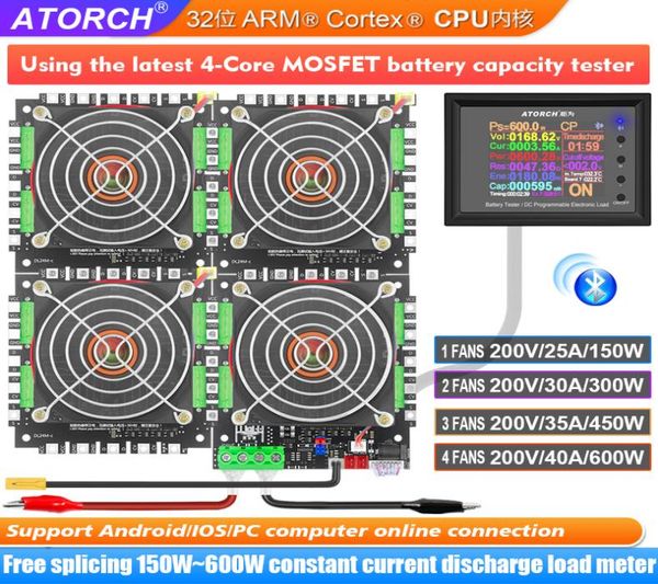 

dl24mh 2200v 600w 3ma40a electronic load voltage indicator power bank battery tester 18650 pack capacity monitor checker tool