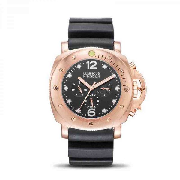

superclone vs peinahai's same automatic mechanical men's watch three eye silicon tape luminous waterproof sports, Slivery;brown