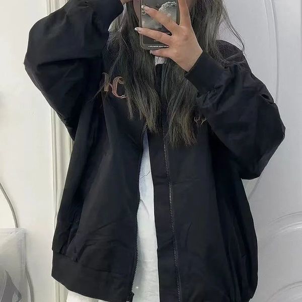 

women's jackets spring new sanskrit letter embroidered baseball uniform jacket ins men's and fashion brand bf loose casual, Black;brown