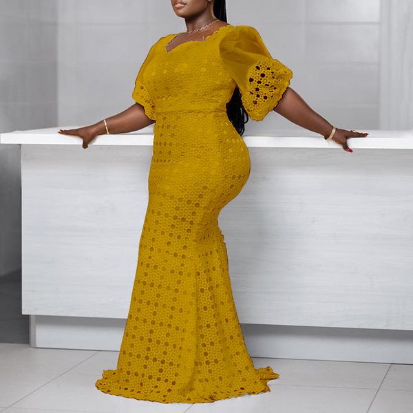 

plus size dresses women fashion plus size dress half sleeve hollow floor length high waist american african style street beat female dress 2, Black