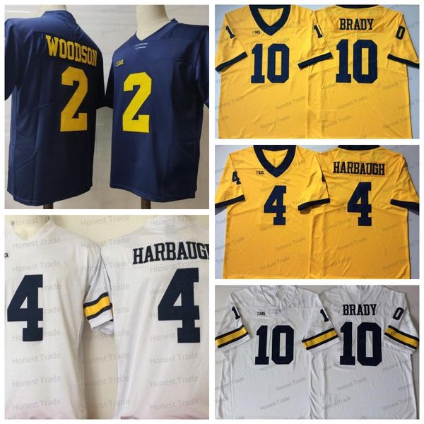 

american college football wear michigan 10 tom brady football jersey 2 charles woodson 4 jim harbaugh bo nix bigsby 2 cam newton stitched me, Black