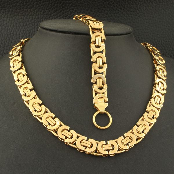 

wedding jewelry sets fashion link stainless steel gold color necklace bracelet simple scazatci 221119, Slivery;golden