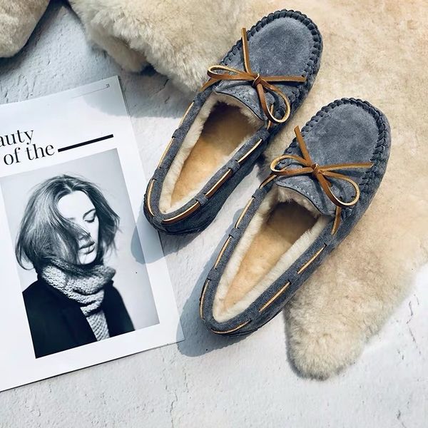 

dress shoes fashion brand soft leather women flat loafers 100% genuine real fur casual 221119, Black