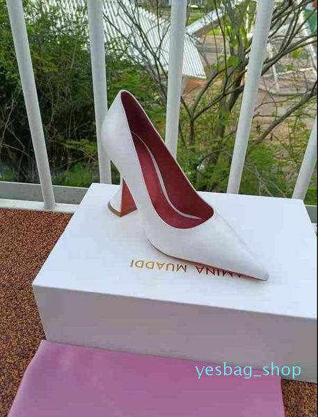

Season Shoes Pumps High Heel Gue 8Kq6 White Leather Pyramid Muaddi Amina Italy Ami Muaddi Begum 95 Slip
