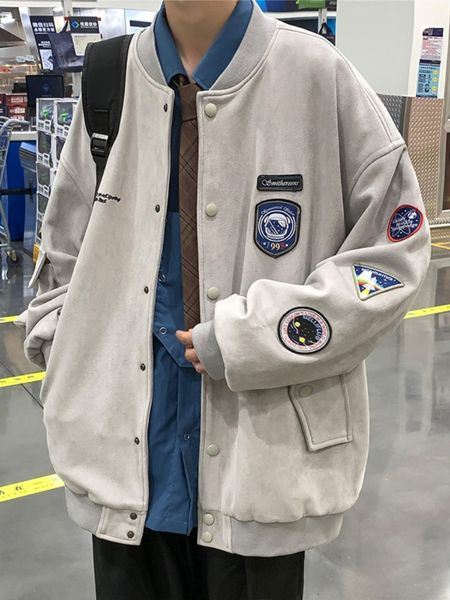 

men's jackets gmiixder patch design baseball jacket men's spring autumn casual varsity coat oldschool hip hop high street cool bom, Black;brown