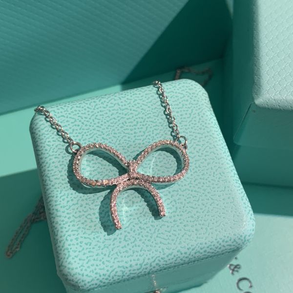 

designer necklace necklaces luxury ladies pendant bowknot shape shape charming elegant temperament fashion versatile trendy jewelry lovers v, Silver