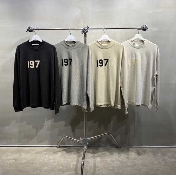 

loose designer men hoody essentials hoodies pullover sweatshirts new flocked 1977 high loose couple round neck long sleeve, Black