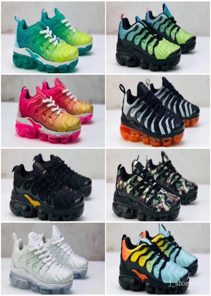 

2021 classic tns running shoes for boys girls kids black red white tn cushion surface sneakers trainer shoe size 24353240336