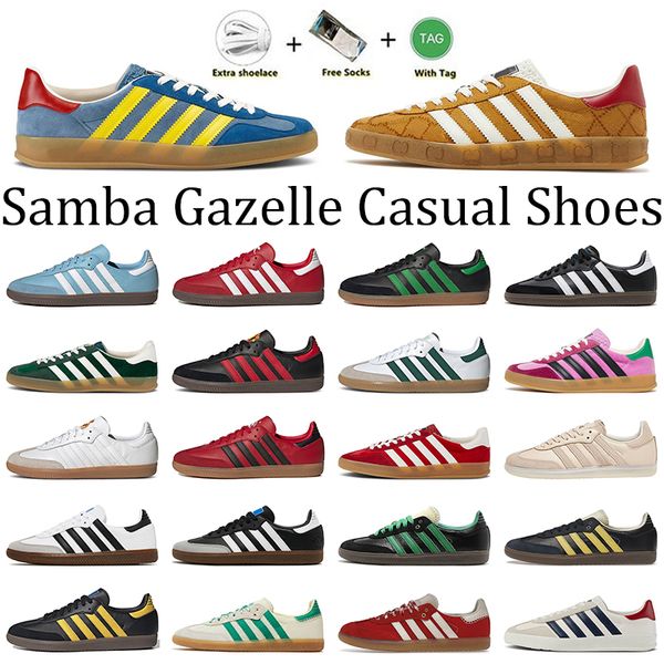 

2023 originals samba vegan gazelle casual shoes men women fashion mexico vegan black white gum mens pink velvet monogram trainers platform s, White;red