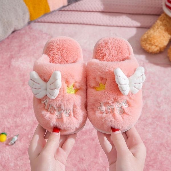 

slipper children' boys girls cotton slippers cute cartoon household kids shoes plush toddler solid color casual first walkers 221121, Black;grey