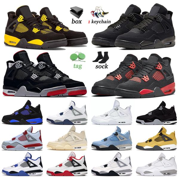 

basketball shoes sport sneakers blue thunder sail new black cat pink infrared midnight navy white cement motorsport taupe haze jumpman 4 4s, White;red