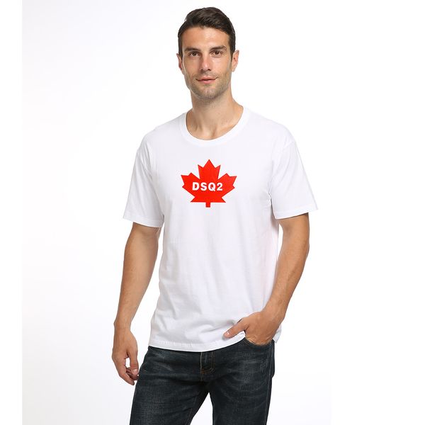 

dsq2 pure cotton t-shirt maple leaf printing summer men's d2 simple design multi-color optional short-sleeved women's lining men&#, White;black