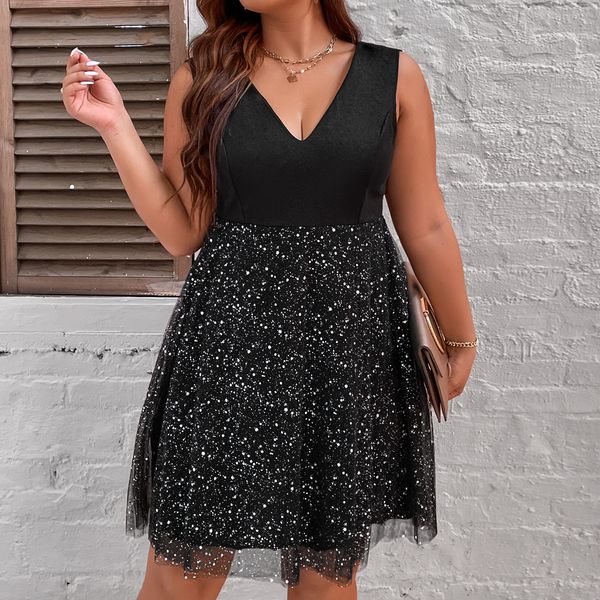 

plus size dresses plus size dress for women autumn elegant mesh midi cocktail evening party wear dresses ladies large big curvy clothing 4xl, Black