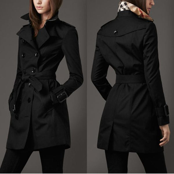 

Trendy Fashion Spring New Coat Women' Coat British Trendy Double breasted Slim Long Women, Silver