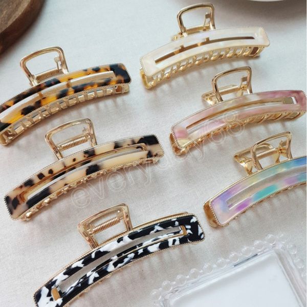

fashion women acetate hair claws crab clamps leopard lady vintage large gold metal hair clips hair accessories gift, Slivery;golden