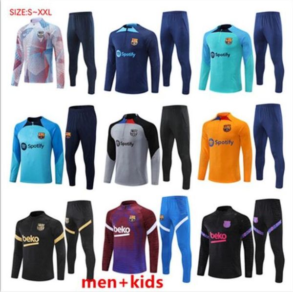 

ansu fati camisetas de football training suit 22/23 lewandowski tracksuits jacket men and kids tracksuit barca set boys barcelona futbol sur, Black