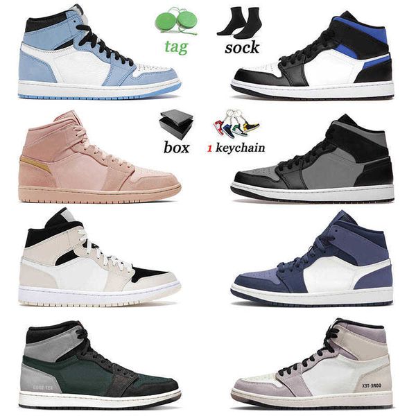 

2022 new arrival high 1 i basketball shoes jumpman 1s brotherhood pink sail light blue sanded purple bred patent atmosphere womens sneakers, Black