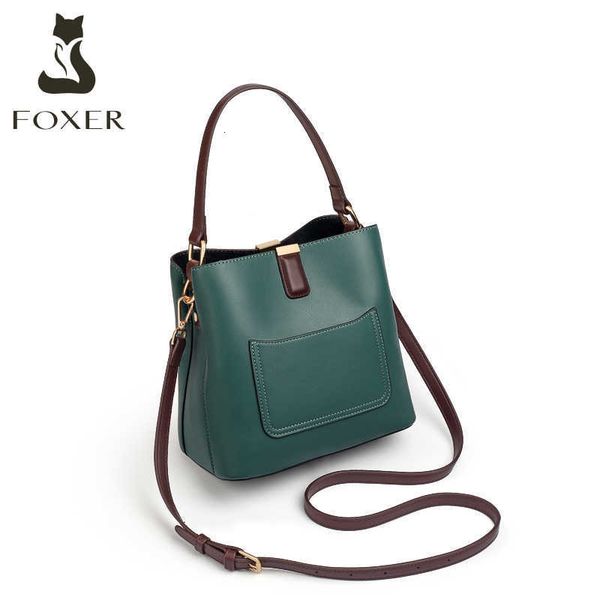 

designer bag foxer split leather bags bucket lady crossbody shoulder s for women messenger bag stylish handbag elegant totes