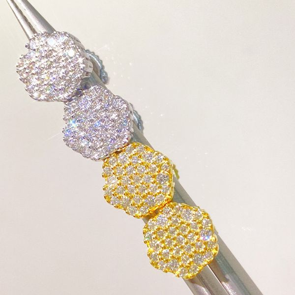 

men women earrings jewelry yellow white gold colors moissanite diamond earrings studs nice gift for friends, Golden;silver
