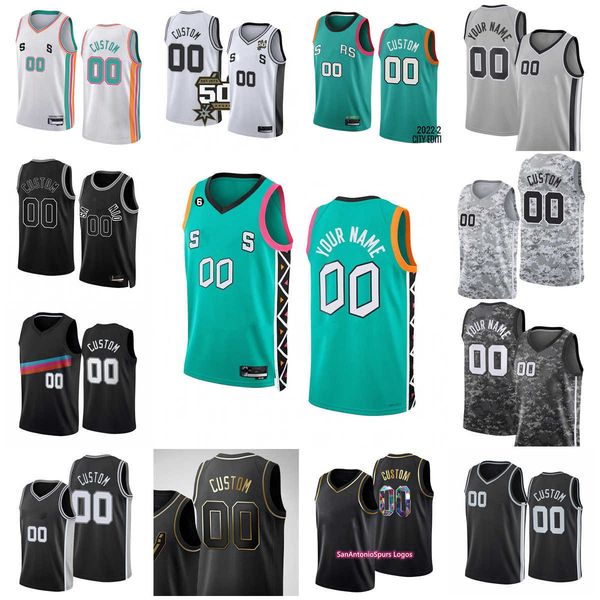 

custom printed 2022-23 new basketball jerseys 3 keldon johnson 33 tre jones 31 keita bates-diop 14 blake wesley 10 jeremy sochan 22 malaki b, Black;red