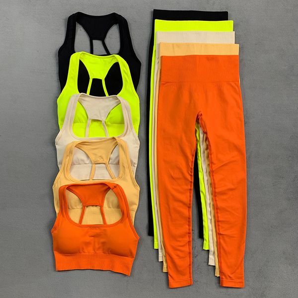 

yoga outfits fitness women yoga set seamless sports suits cutout bras hip lift leggings women's tracksuit workout outfits long pants gy, White;red