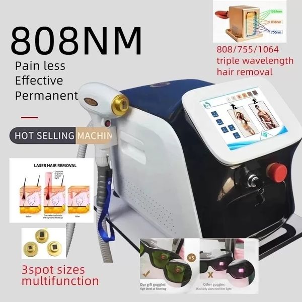 

home beauty instrument 808nm 755nm 1064nm three wavelength diode laser hair removal machine suitable for any skin