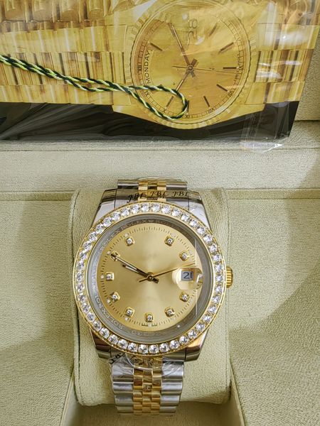 

with box mens watch 41mm size day date 116334 super quality automatic mechanical 2813 movement 18k gold stainless steel sapphire glass watch, Slivery;brown