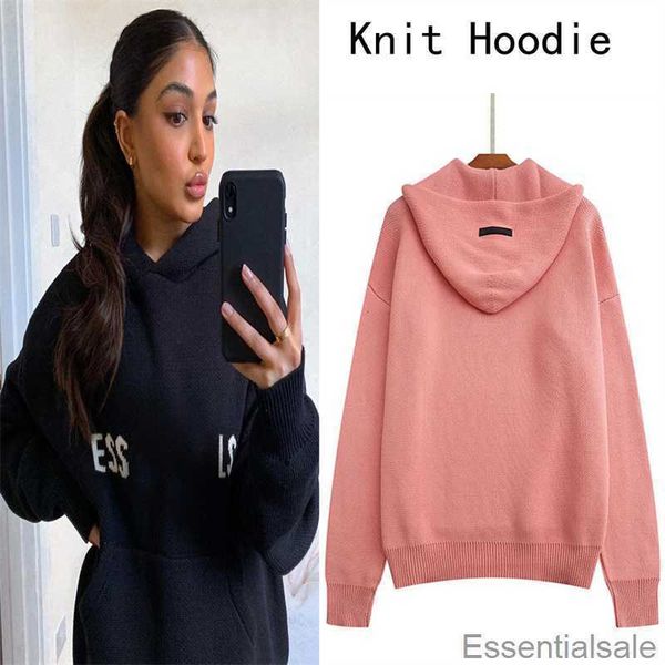 

mens hoodies sweatshirts hoody essentia long sleeve pullover hooded crewneck sweater casual knitted hip hop fashion woman ess jtb8, Black