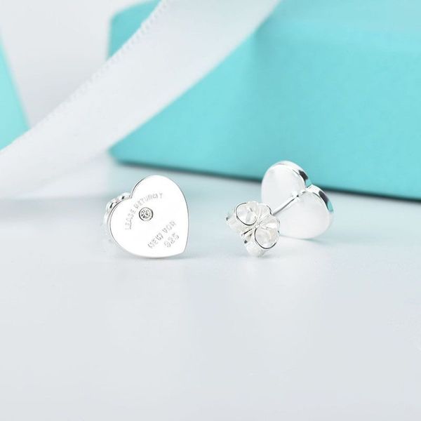 

new 925silver t stud gold heart earring women couple flannel bag fashion 10mm thick piercing jewelry gift woman classic love earstud designe, Golden;silver
