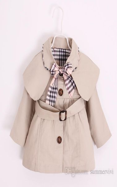

designer baby girls shawl trench coat kids plaid bows tie lapel long sleeve outwear children single breasted belt princess clothin5800138, Camo