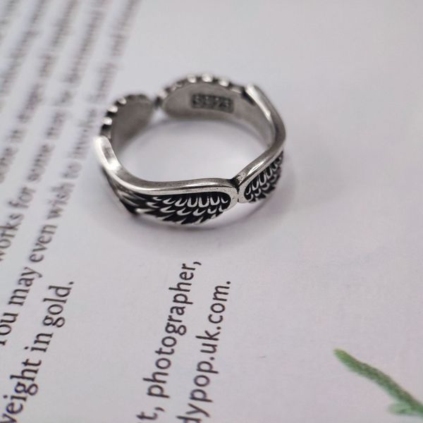 

angel's wing feather band rings imitation diamond ring girl classic men titanium steel designer for women luxury gifts woman girl jewle, Silver