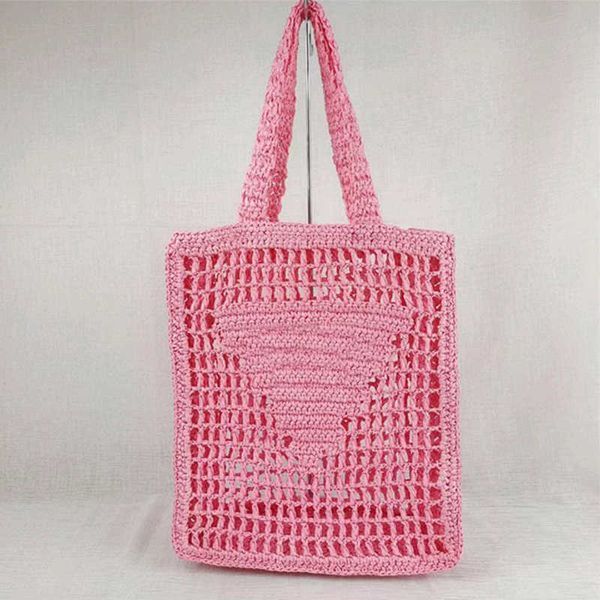 

designer bag beach knitted hollow out tote shopping bags pink pouch fashion summer large totes letter travel luxury designer handbag big cap