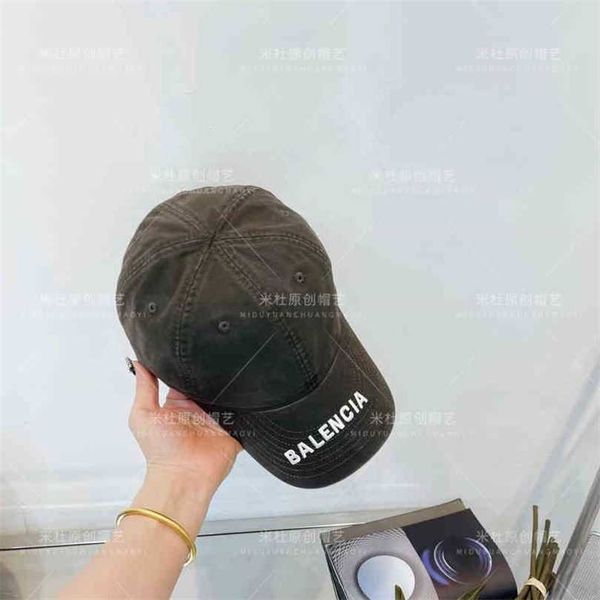 

paris balenciga caps bs correct luxury version home of washed denim cotton embroidered baseball cap mens and womens fashion show the same ha, Blue;gray