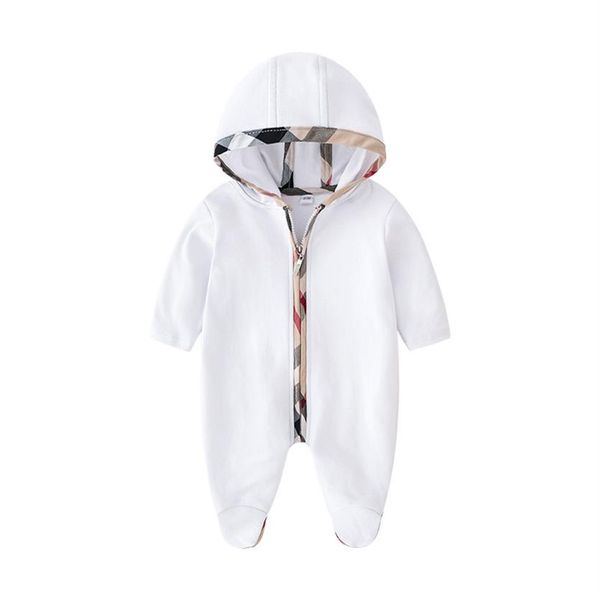 

retail newborn baby plaid hooded rompers romper cotton long sleeve one-piece onesies bodysuit jumpsuits children boutique clothing298a, Blue