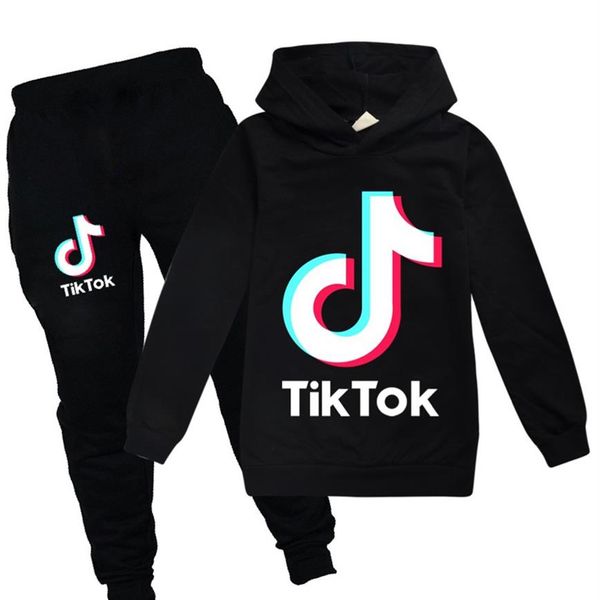 

teen kids tiktok clothes set boys girls hoodies and jogger pants 2 pcs suits tik tok tracksuit outfits children 3-14 years303c, White