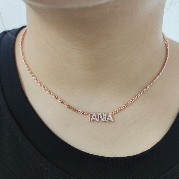 

pendant necklaces custom zircon pave crystal 6mm letter number personalized name women jewelry 221121, Silver